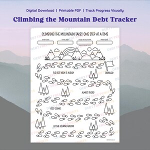 Climbing the Mountain Debt Tracker: Digital Download PDF Debt Coloring Sheet