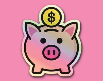 Holographic Piggy Bank Sticker