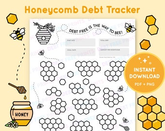 Honeycomb Bee Debt Tracker | Digital Download PDF & PNG Printable