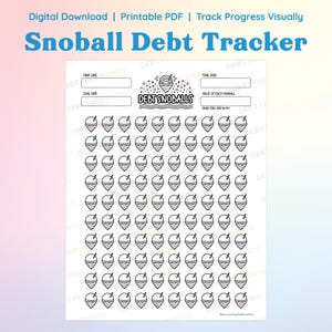 Rastreador de deudas de Snoball: hoja de color para liquidar deudas con descarga digital (PDF imprimible)
