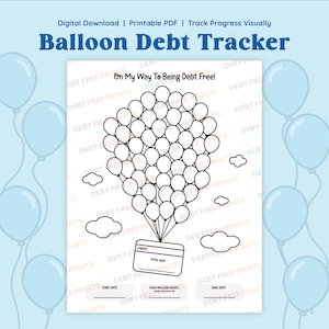 Balloon Debt Tracker: Digital Download PDF Debt Coloring Sheet