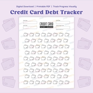 Credit Card Debt Tracker: Digital Download PDF Debt Coloring Sheet