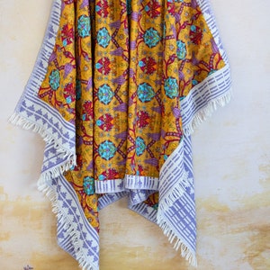 Double-sided bath and beach towel (turkish peshtemal) with Ottoman Cintemani motif and Aztec pattern, 100% Cotton
