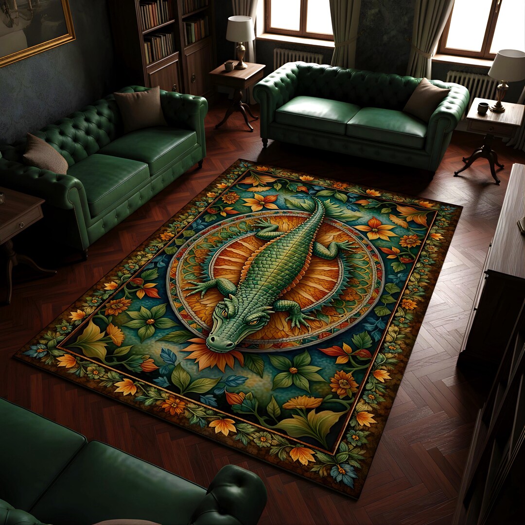 Animal Abyss Rug Oriental Crocodile Art Rug – Exotic Animal Area Rug - Etsy