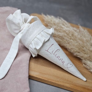 Kindergartentüte mit Rüschen | Mädchen | personalisierte Schultüte | Kita-Tüte | Geschwistertüte | Mini Schultüte | kleine Schultüte | Creme