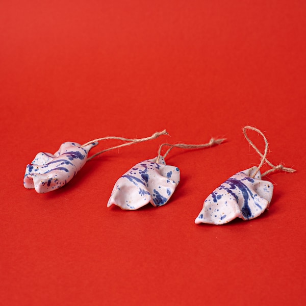 Ceramic cobalt dumplings set of 3 | PIEROGI | Christmas tree decorations | Christmas tree ornament | Christmas gift