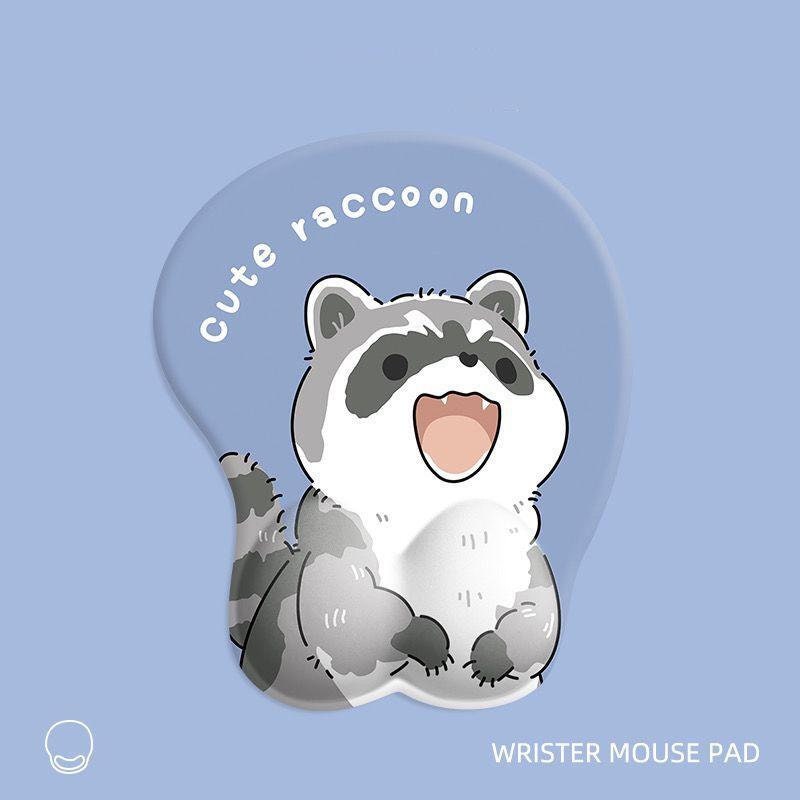 Discover Cute Raccoon Wrist Rest Mouse Pad