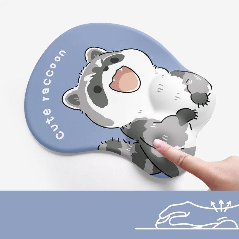 Cute Raccoon Wrist Rest Mouse Pad sold by Bored Giraffe SKU 45486430