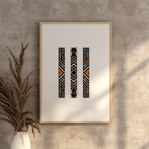 Geometrical simple abstract art | Intricate tribal and oriental inspired pattern | Digital file to print | Wall art | Ethnic and eclectic