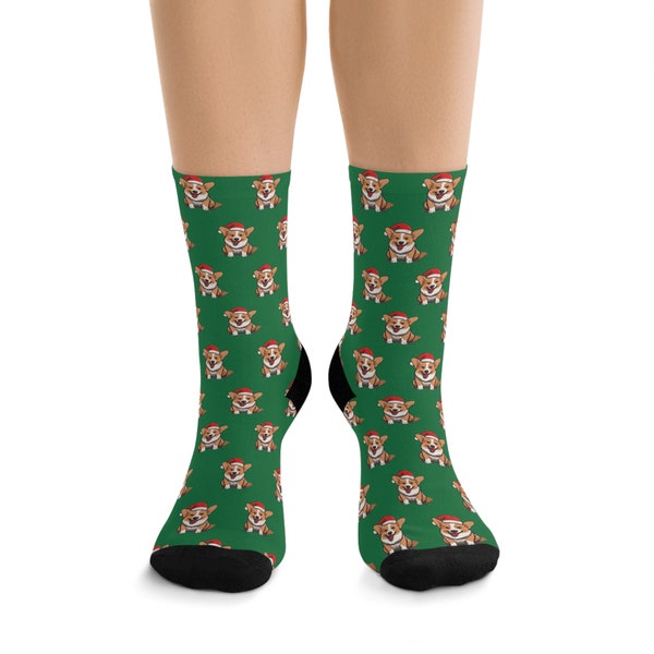 Corgi christmas socks, eco-friendly socks, dog socks, cute socks, funny socks, dog lover gift,  pembroke welsh corgi,