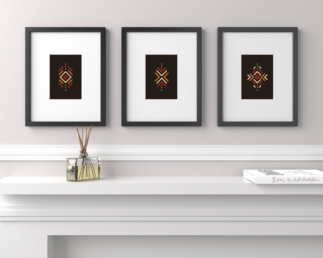 Tribal and African Inspired Wall Art Set of Three Ethnic Etsy