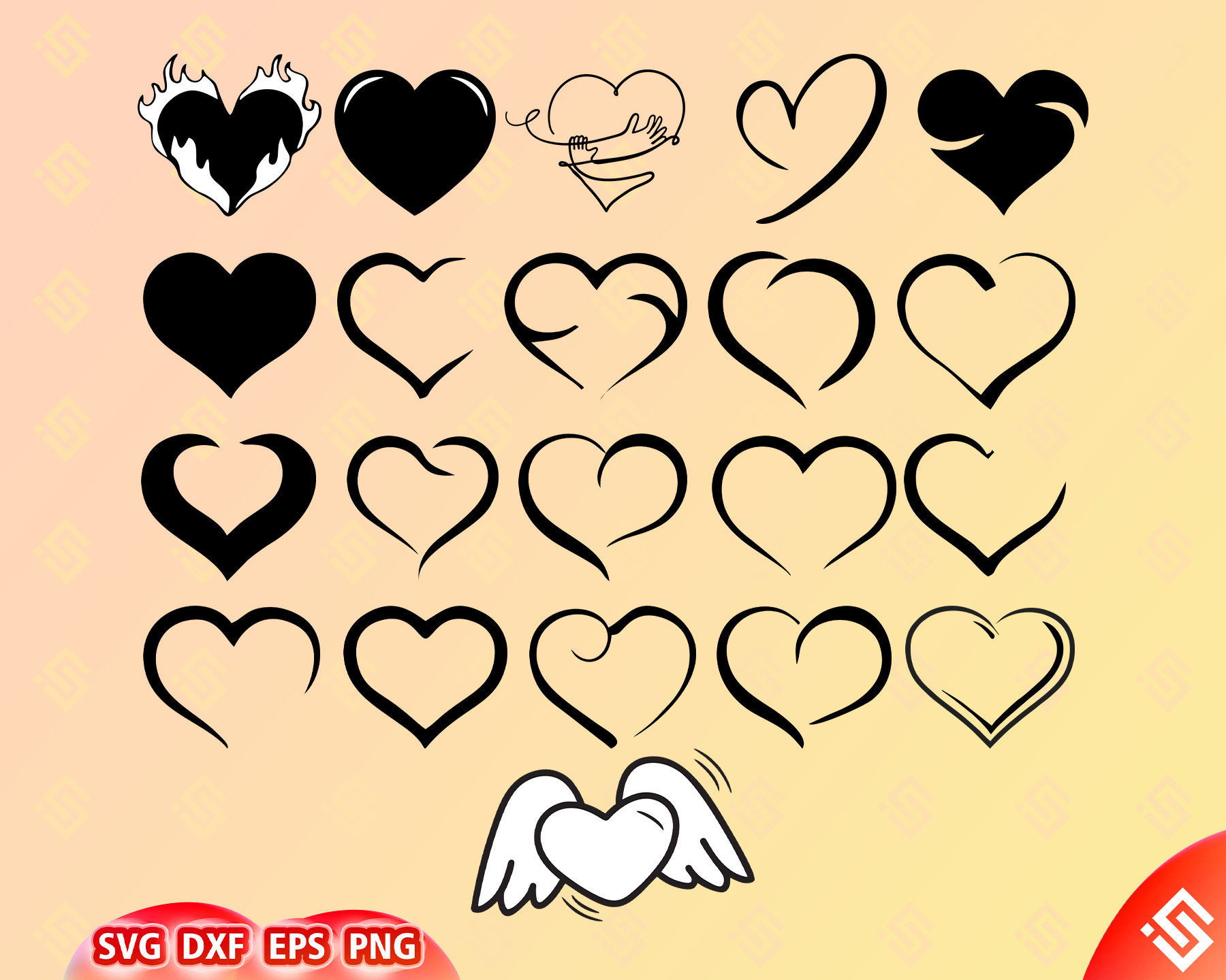 21 Heart Bundle Digital Download | Heart Outline Svg, Heart Shape Png ...