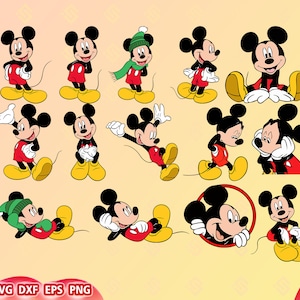 Paquete SVG de Mickey Mouse con cabeza en capas, taza, camiseta de cumpleaños, archivos SVG para Cricut (Svg/Dxf/Png)