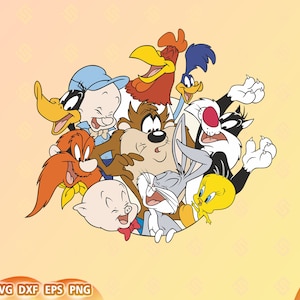 Looney Tunes SVG, Archivos cortados para Cricut y Silhouette, Impresión por sublimación, Listo para (DTG) Directo a la prenda, (DTF) Directo a la película