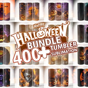 Halloween Tumbler Wrap Bundle PNG Skinny 20 oz Tumbler Sublimation Design Straight Tumbler Wrap Spooky Fall Digital Download