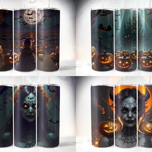 Halloween Tumbler Wrap Bundle PNG Skinny 20 oz Tumbler Sublimation Design Straight Tumbler Wrap Spooky Fall Digital Download image 6