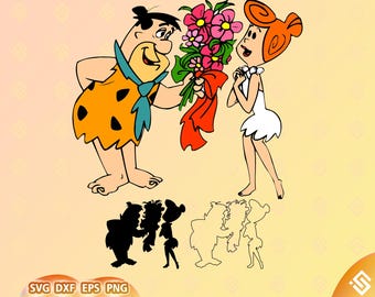 Familie Flintstones Blume, Plotterdatei, PNG, PNG, Dateien für Cricut,, svg Bundle, Cricut Cut, Fred, Wilma, Love svg, Silhouette