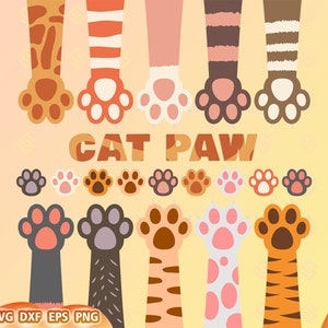 Cat Paw Print Svg, Cat Paw Print Svg, Vector Cut File for Cricut, Silhouette, Png Dxf Png Eps, Stencil, Symbol, Decal, Vinyl image 1