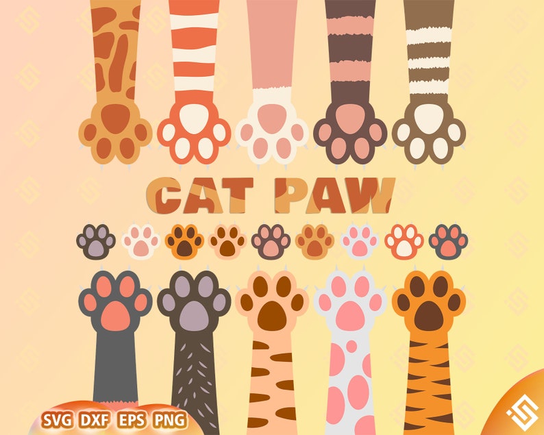 Cat Paw Print Svg, Cat Paw Print Svg, Vector Cut File for Cricut, Silhouette, Png Dxf Png Eps, Stencil, Symbol, Decal, Vinyl image 1