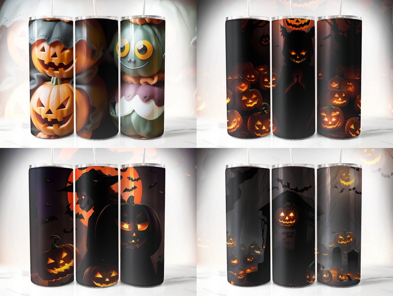 Halloween Tumbler Wrap Bundle PNG Skinny 20 oz Tumbler Sublimation Design Straight Tumbler Wrap Spooky Fall Digital Download image 8