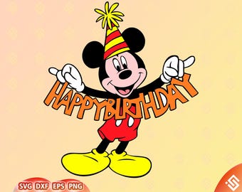 Mickey Mouse Birthday SVG Layered Head svg Tumbler Mug, Birthday tshirt svg, svg files for Cricut Svg | Dxf | Png, Happy Birthday