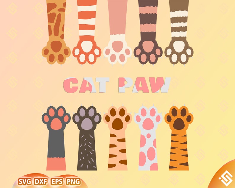 Cat Paw Print Svg, Cat Paw Print Svg, Vector Cut File for Cricut, Silhouette, Png Dxf Png Eps, Stencil, Symbol, Decal, Vinyl image 2