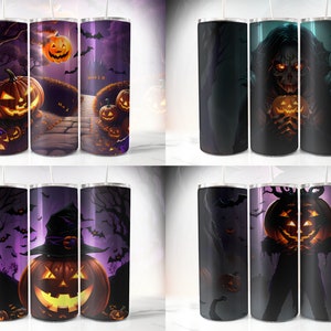 Halloween Tumbler Wrap Bundle PNG Skinny 20 oz Tumbler Sublimation Design Straight Tumbler Wrap Spooky Fall Digital Download image 4