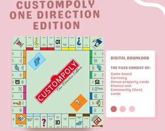 Custom One Direction Monopoly Edition – Ready-to-Print | Includes Cards, Money, Chance & Community Chest Cards