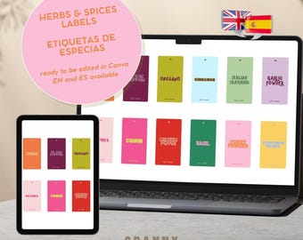 Herbs and spices labels - Canva editable