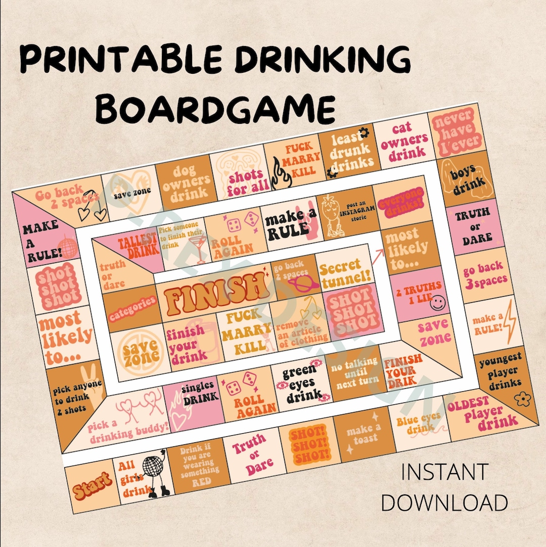 PRINTABLE DRINKING GAME Drinking Games for Adults Fun Party Games for