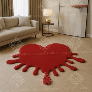 Melting Heart Rug, Red Splash Heart Rug, Irregular Shape Love Inspired ...