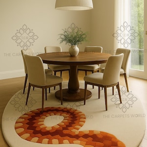Tapete de cobra tufado à mão de 1,5 m x 1,5 m, 18 x 25 cm - Tapetes de serpente ousados para sala de jantar | Decoração aconchegante de carpete com animais | Arte de piso atraente inspirada em répteis.