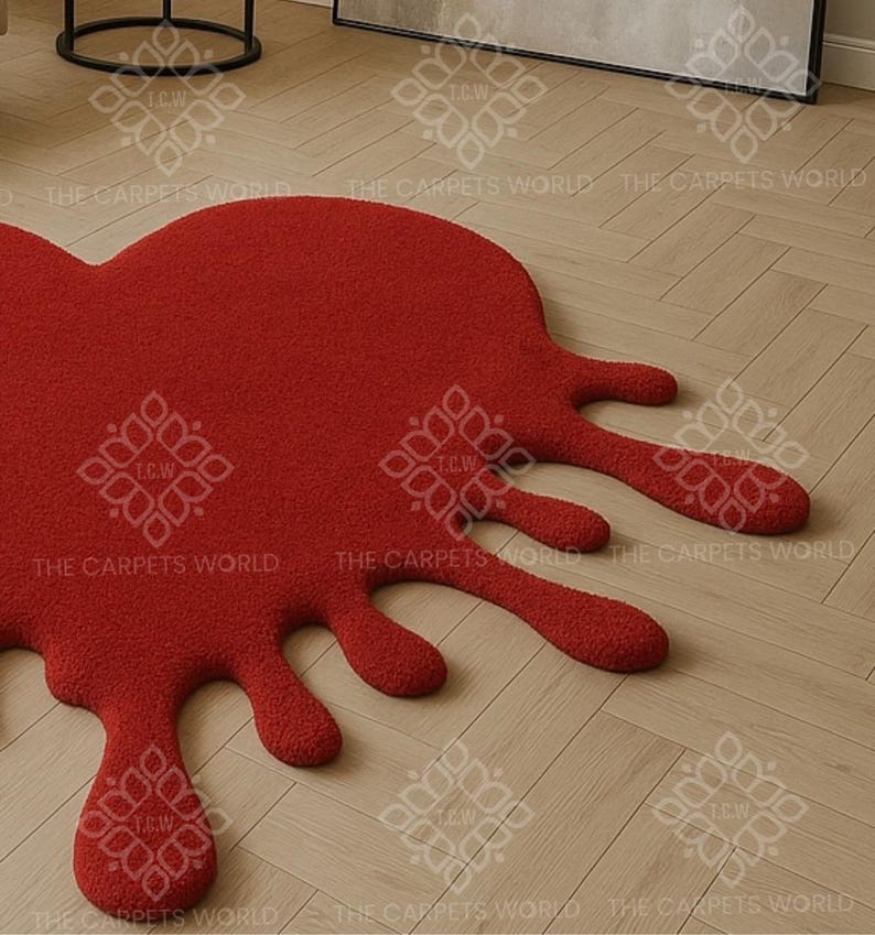 Melting Heart Rug, Red Splash Heart Rug, Irregular Shape Love Inspired ...
