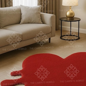 Melting Heart Rug, Red Splash Heart Rug, Irregular Shape Love Inspired ...