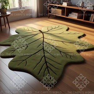 Handgetufteter Wollteppich aus Ahorn Naturinspirierter, blattförmiger Bodenteppich 150x250 Handgefertigter Teppich für Schlafzimmer Kinderzimmer Teppich