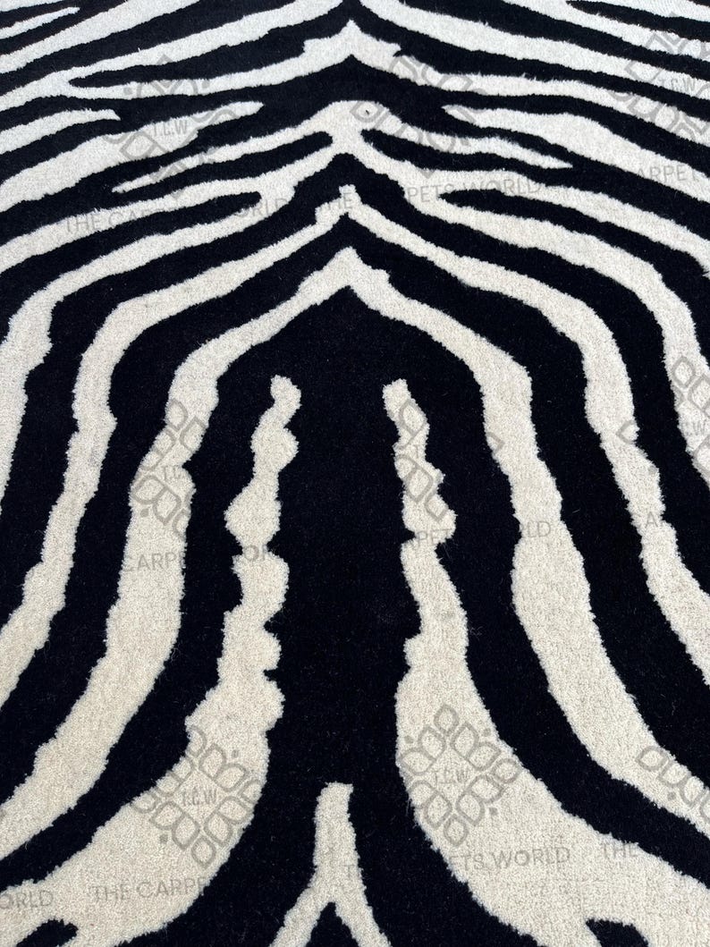 Zebra Skin Rug Vector Zebra Print Hand Tufted Wool Rug, Black & Ivory Animal Print Rug,modern ...