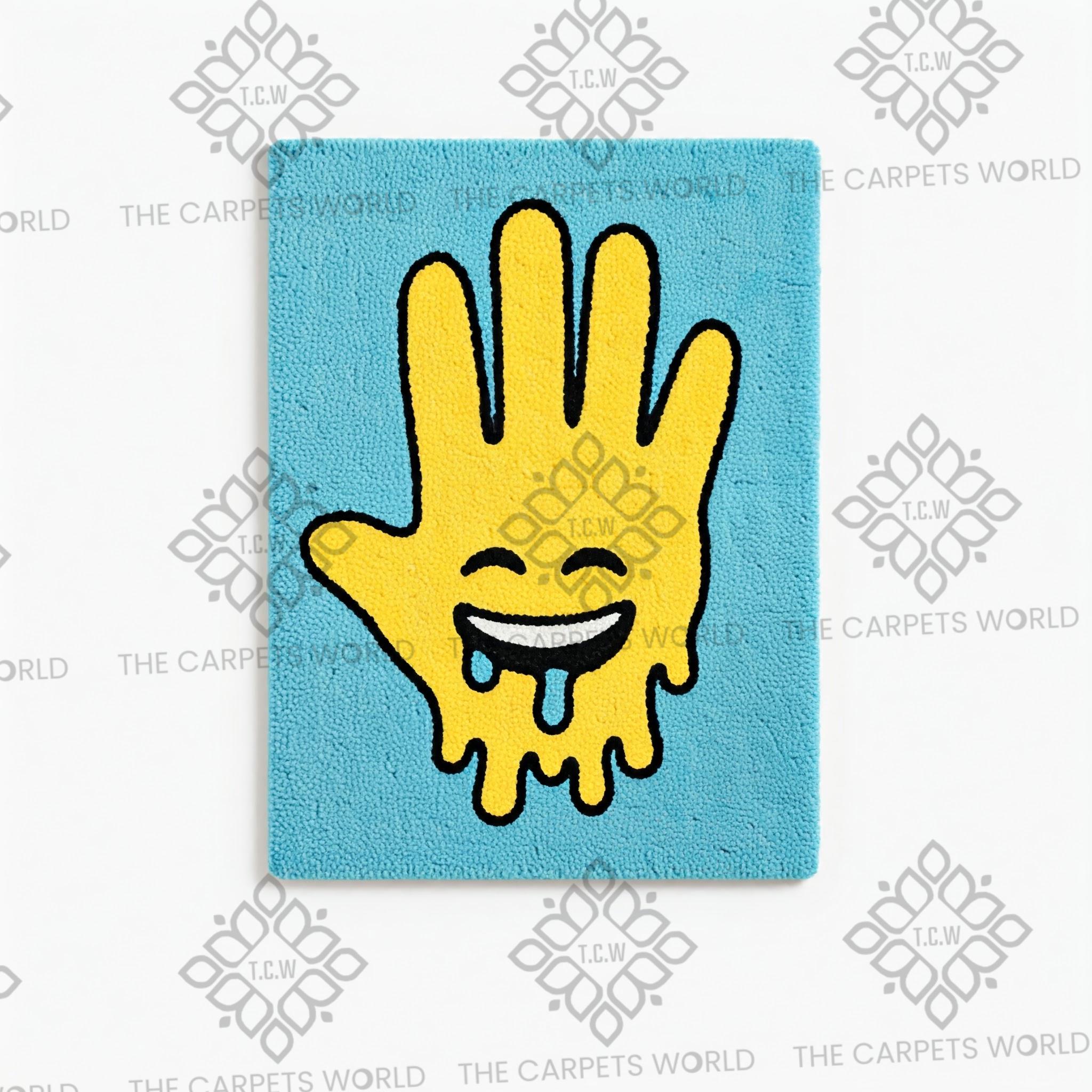 Drippy Face Rug Melting Hand Smiley Face Rug– Quirky Drippy Emoji Hand Tufted Wool Rug ...