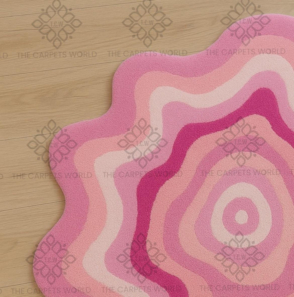 Retro Groovy Blob Area Rug–gradient Pink Wavy Abstract Irregular Shape ...