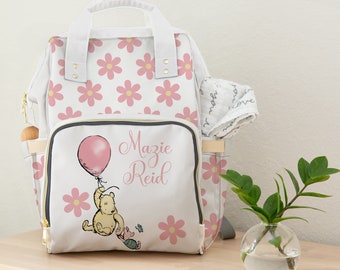 Personalized Winnie the Pooh Diaper Bag, Pooh Bear Diaper Bag, Extra Large Plus Size Spacious Diaper Bag, Custom Diaper Bag - 7 Colors