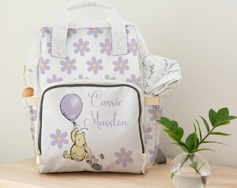 Personalized Winnie the Pooh Diaper Bag, Pooh Bear Diaper Bag, Extra Large Plus Size Spacious Diaper Bag, Custom Diaper Bag - 7 Colors