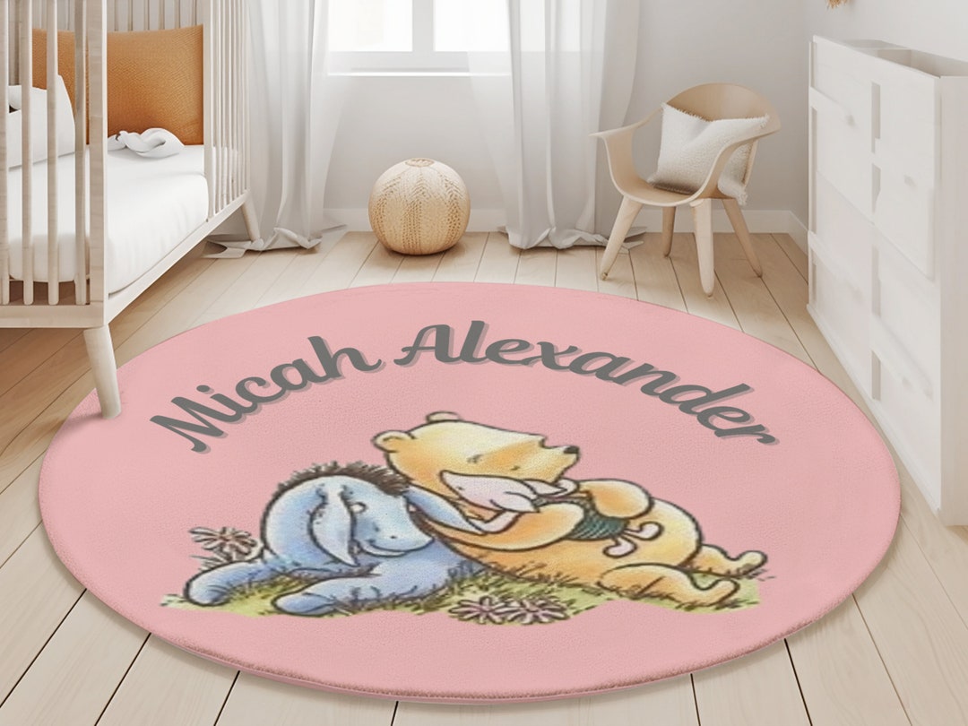 Nursery Decor for Girl Area Rug Winnie the Pooh Rug With Name Custom