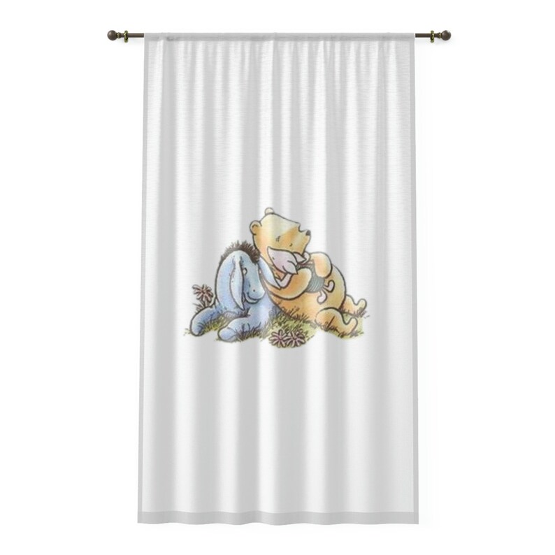 Winnie the Pooh Lightweight Window Curtain Custom Nursery Pooh Bear