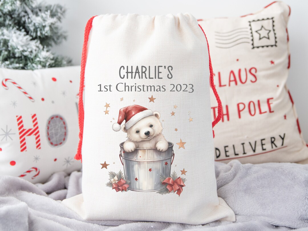 Personalized Baby First Christmas Gift Bag Santa Sack Polar Etsy