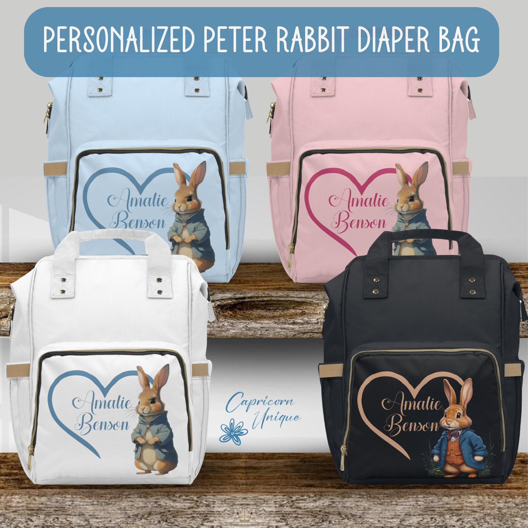 Personalized Peter Rabbit Diaper Large Spacious Diaper Bag Name Diaper Backpack Customized Peter Rabbit Diaper Bag With Baby s Name Etsy