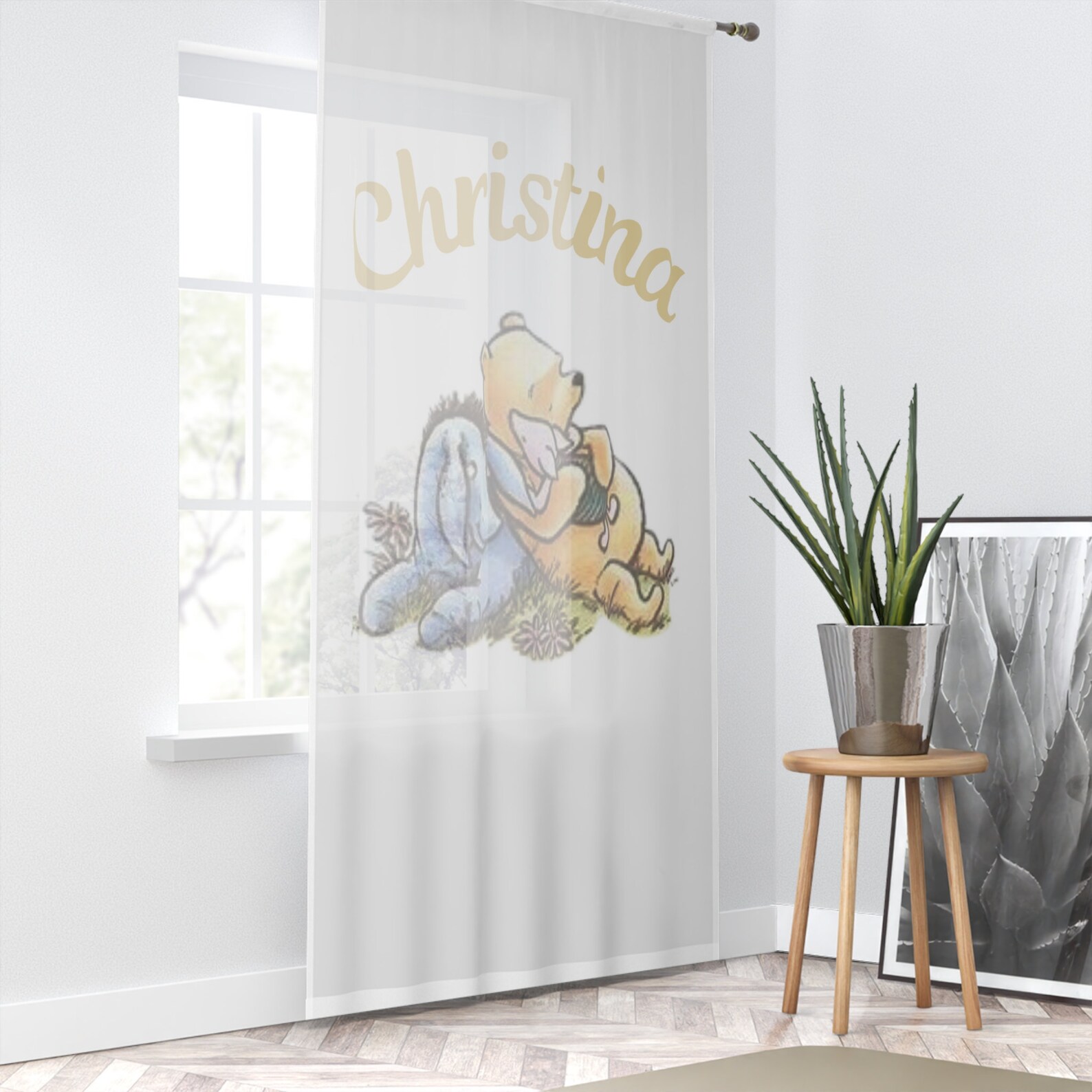 Winnie the Pooh Lightweight Window Curtain Custom Nursery Pooh Bear