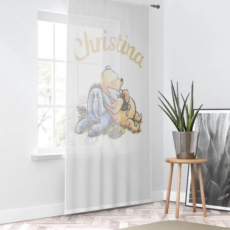 Winnie the Pooh Lightweight Window Curtain Custom Nursery Pooh Bear
