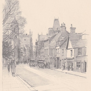 1926 CAMBRIDGE: TRUMPINGTON STREET - Antique Cambridge Print - Cambridge University Print - Cambridge Wall Art - 8.7 x 5.9 Inches