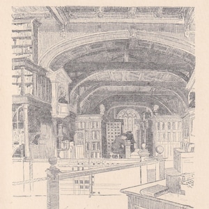 1923 OXFORD: BODLEIAN LIBRARY - Antique Oxford Print - Oxford University Print - Oxford Wall Art - 8.75 x 6 Inches