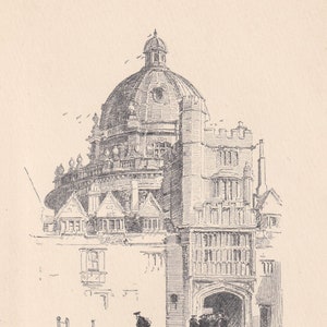 1923 OXFORD: RADCLIFFE CAMERA from Brasenose College - Antique Oxford Print - Oxford University Print - Oxford Wall Art - 8.75 x 6 Inches