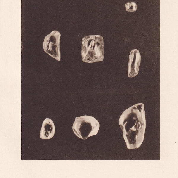 1934 UNCUT DIAMONDS Print - Original Vintage Print - Diamond Wall Art - Mineral Wall Art - 89 Years Old - 9.15 x 6 Inches